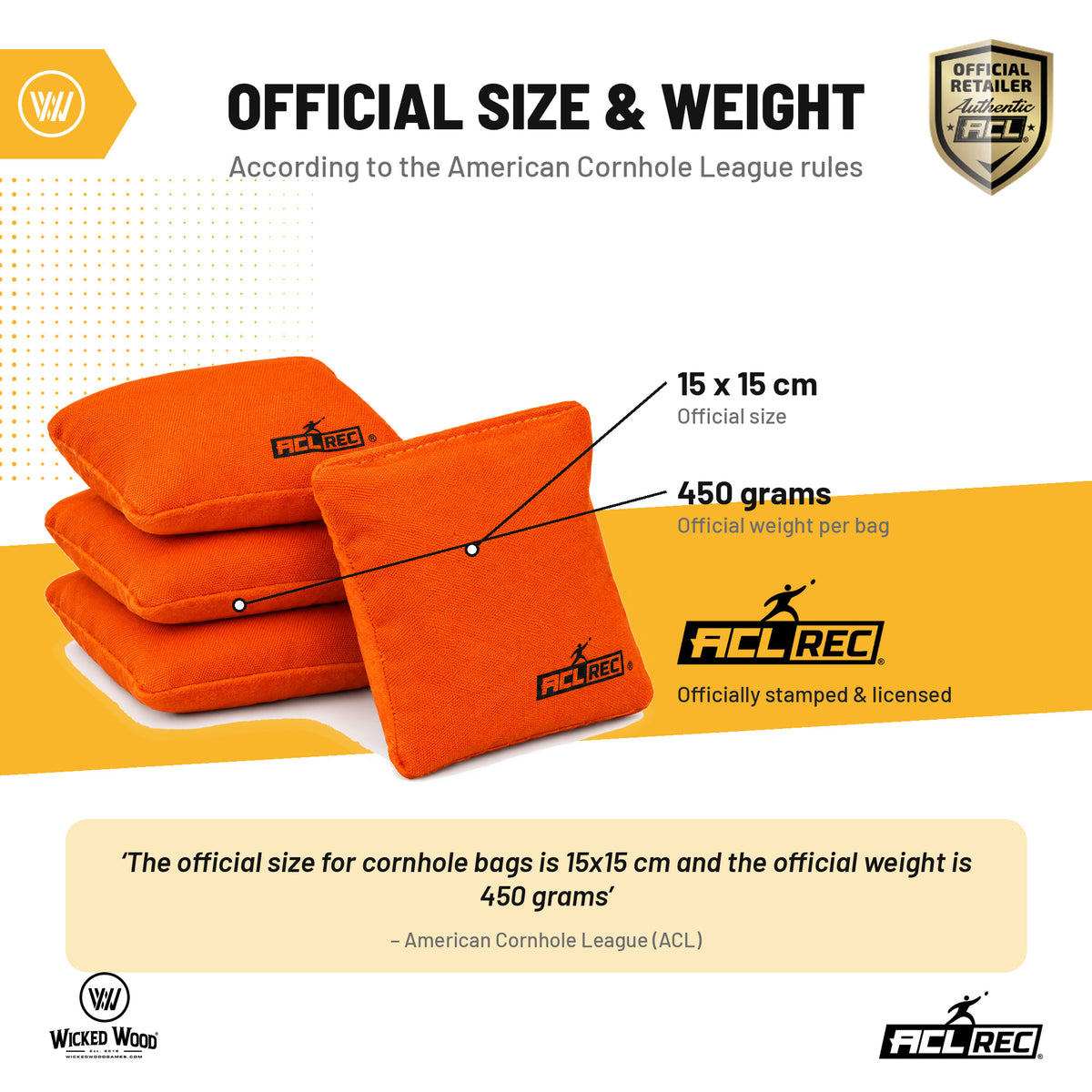 1x4 sacs de cornhole - Double face - ACL REC - Remplissage granulé
