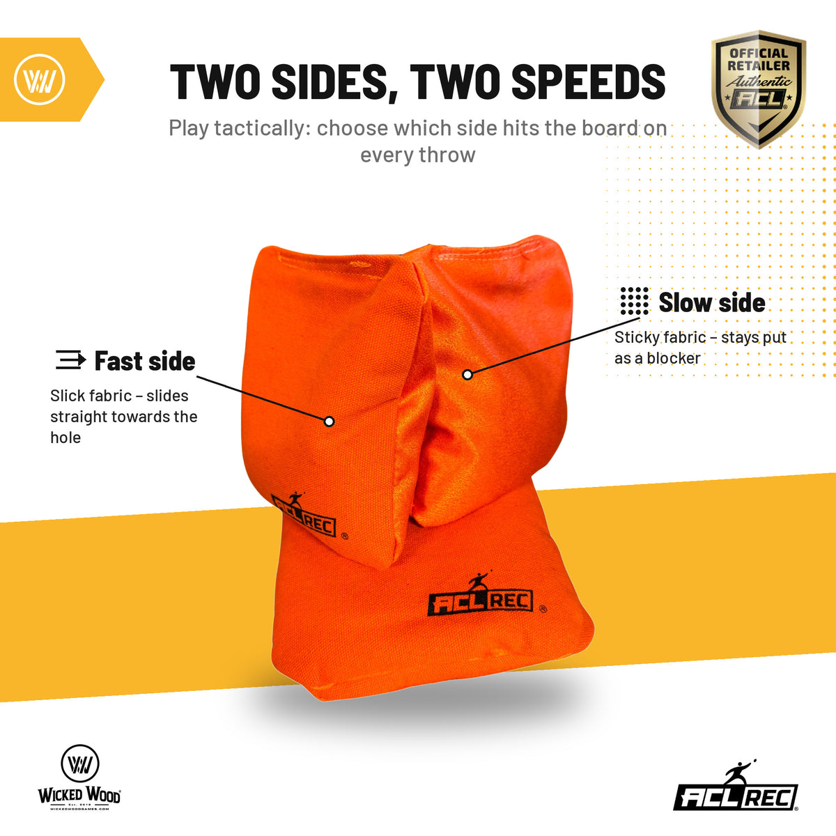 1x4 sacs de cornhole - Double face - ACL REC - Remplissage granulé